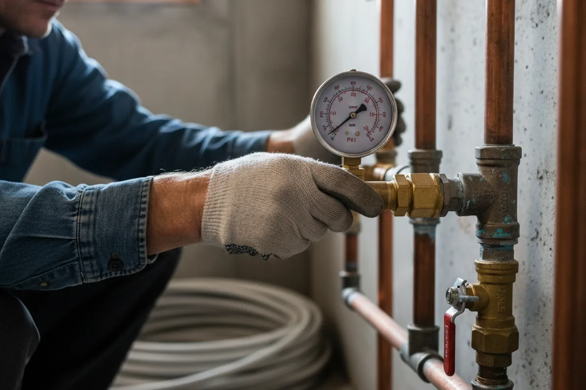 Pressure testing a repaired line during Water Line Repair in Scotia